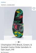 Champion Kids Camo Slide Sandals — Black, Green & Red