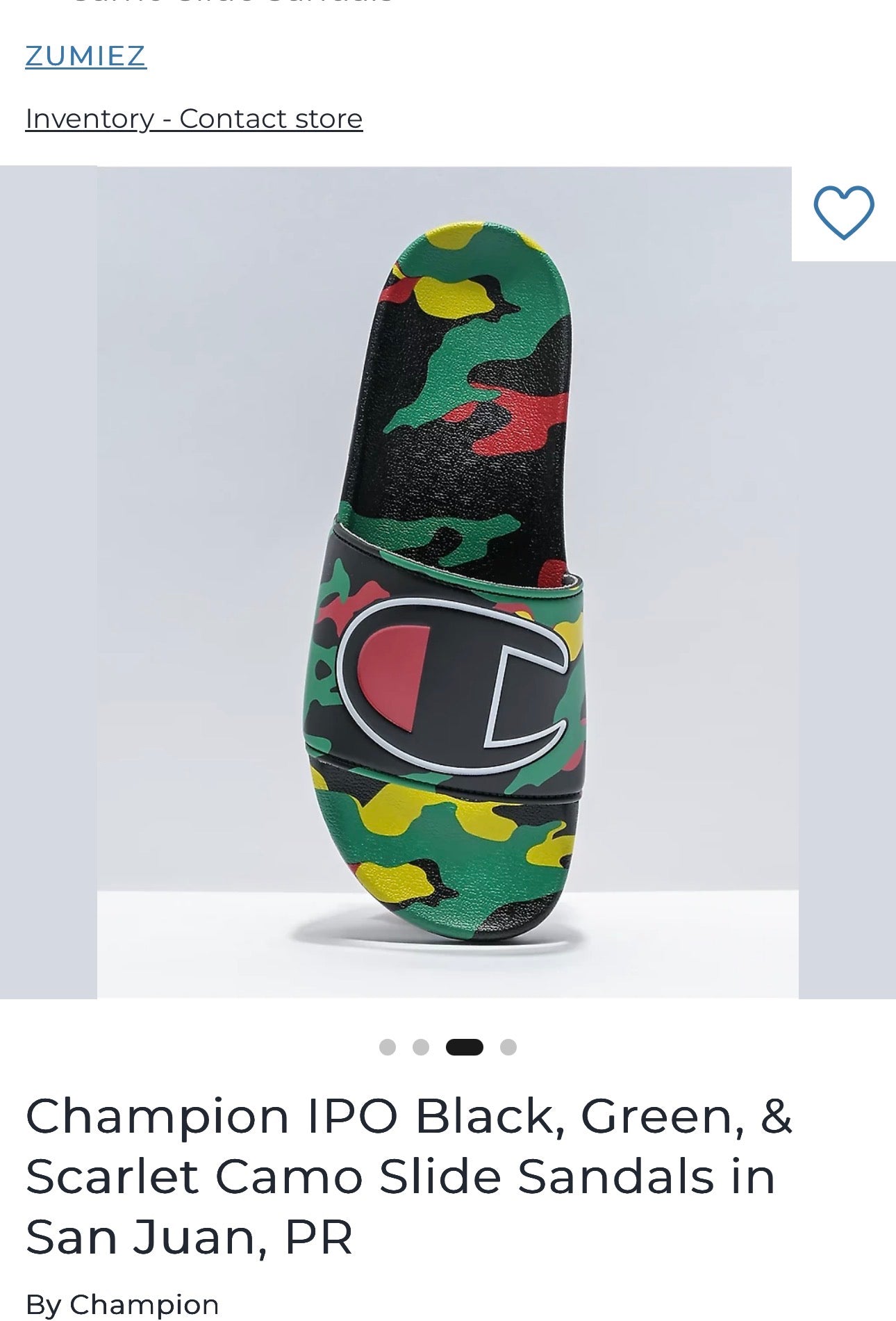 Champion Kids Camo Slide Sandals — Black, Green & Red