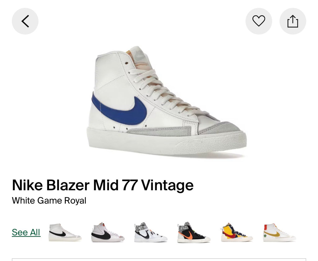 Nike Blazer Mid '77 Vintage - White with Royal Blue Swoosh