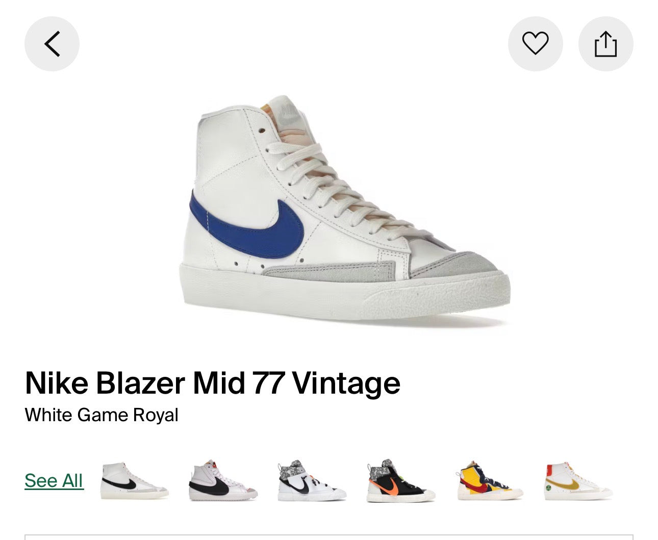Nike Blazer Mid '77 Vintage - White with Royal Blue Swoosh