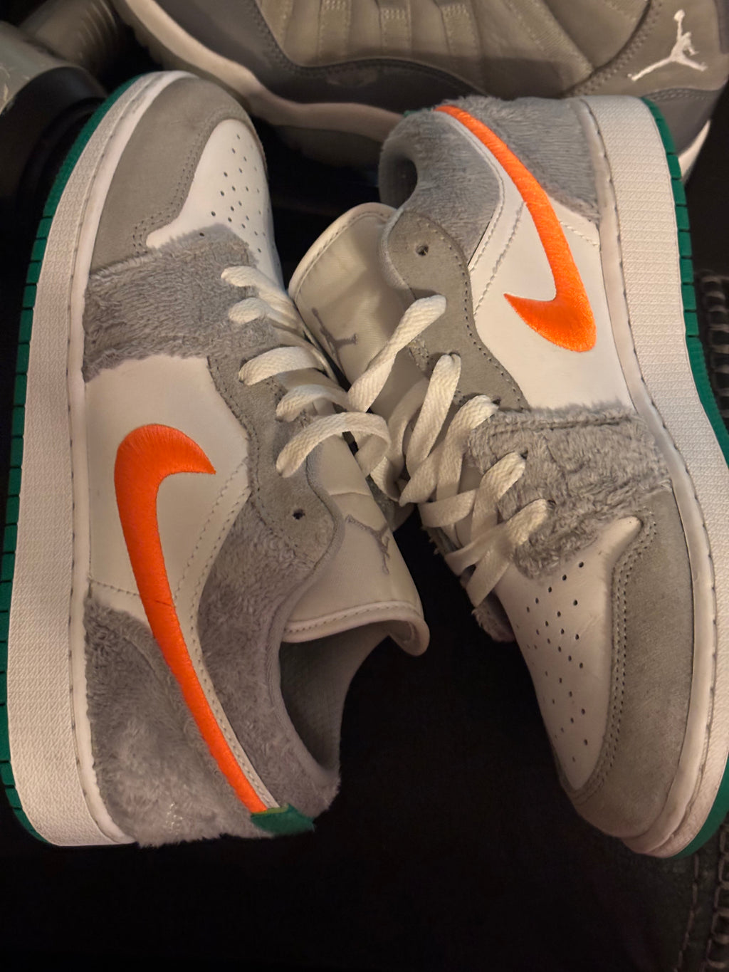 Nike Air Jordan 1 Low GS 'Rabbit' - White, Gray, Orange, Green