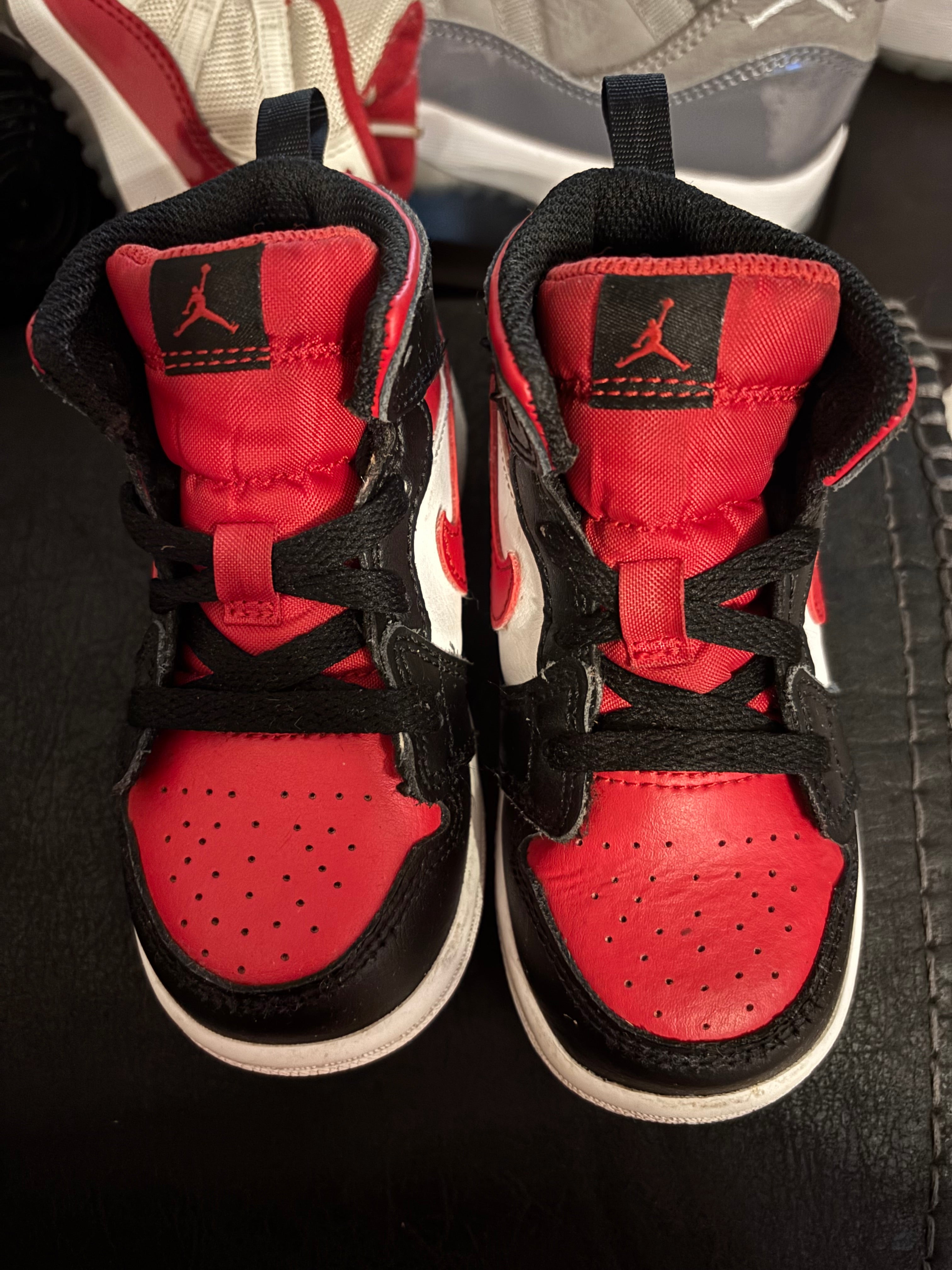 Nike Air Jordan 1 Mid TD Kids 'Black/Fire Red' Infant Sneaker