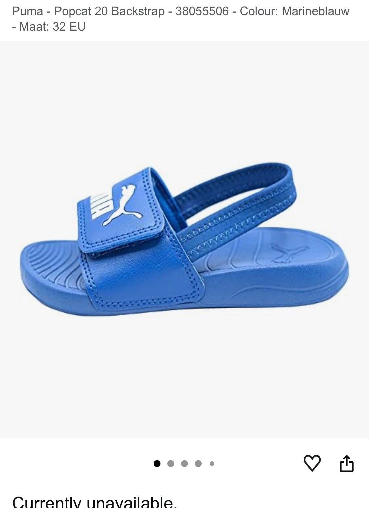 Puma Kids Blue Popcat Backstrap Slide Sandals