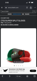 Champion Kids Rasta-Color Super Split Slides in Black, Red & Green