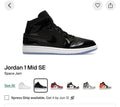 Jordan Mid-Top Patent Leather Sneaker in Black and White space jam