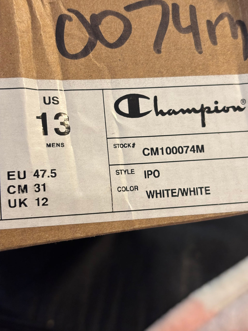Champion White Slides with Navy & Red Logo Accent