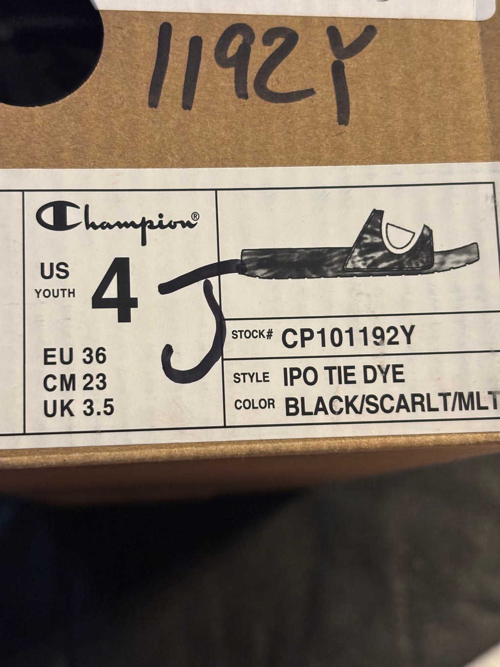 Champion Tie-Dye Slide Sandals in Black, White & Red