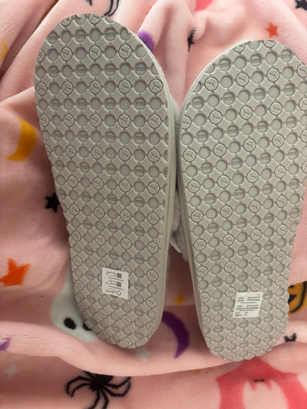 Puma Plush Furry Slide Sandals in Light Gray