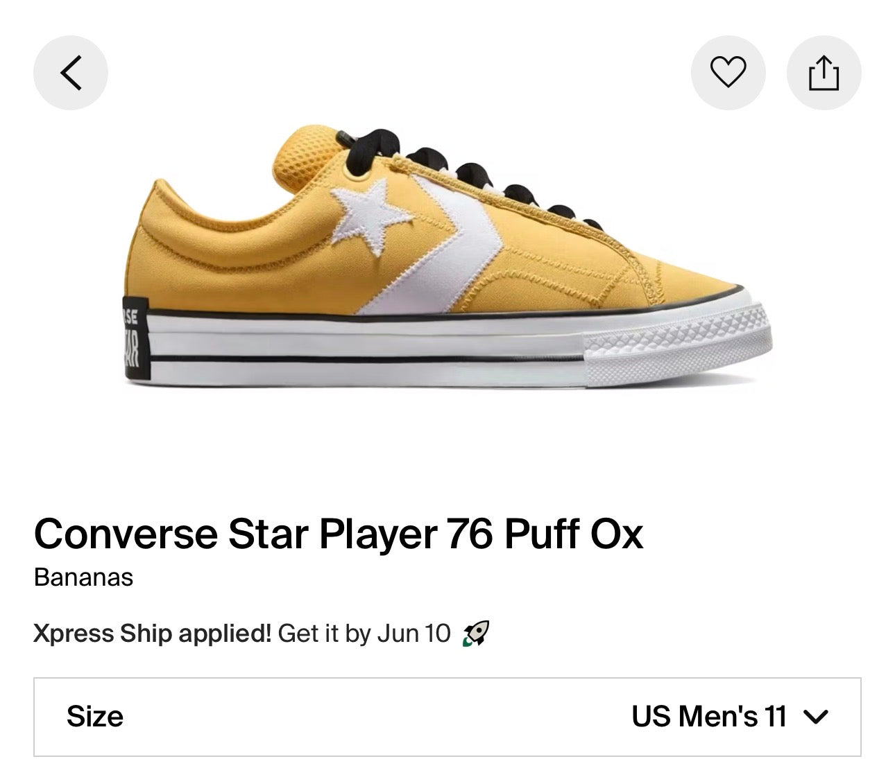 Converse Star Player Puff Ox - Yellow, White & Black
