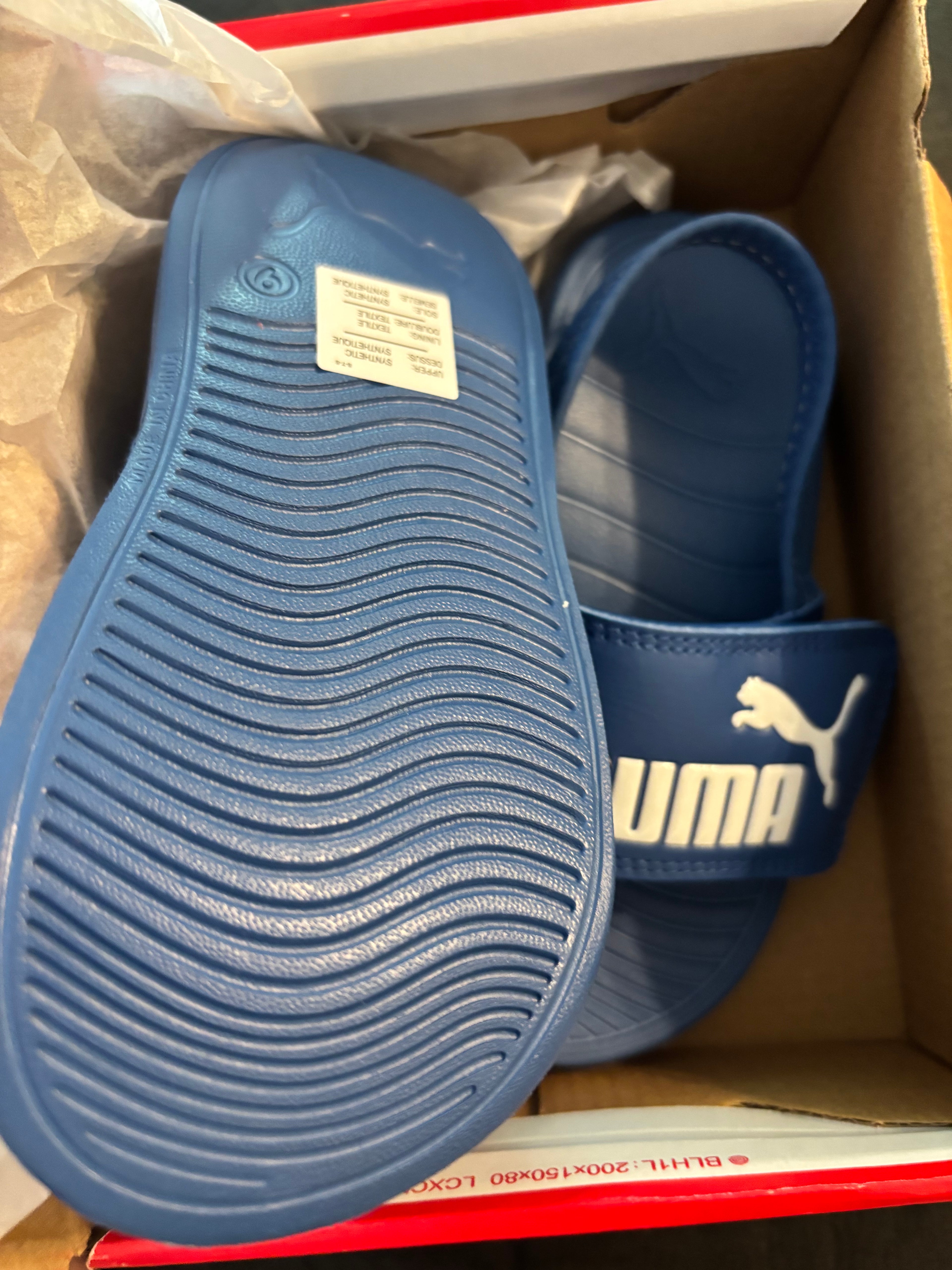 Puma Kids Blue Popcat Backstrap Slide Sandals