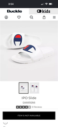 Champion White Slides with Navy & Red Logo Accent