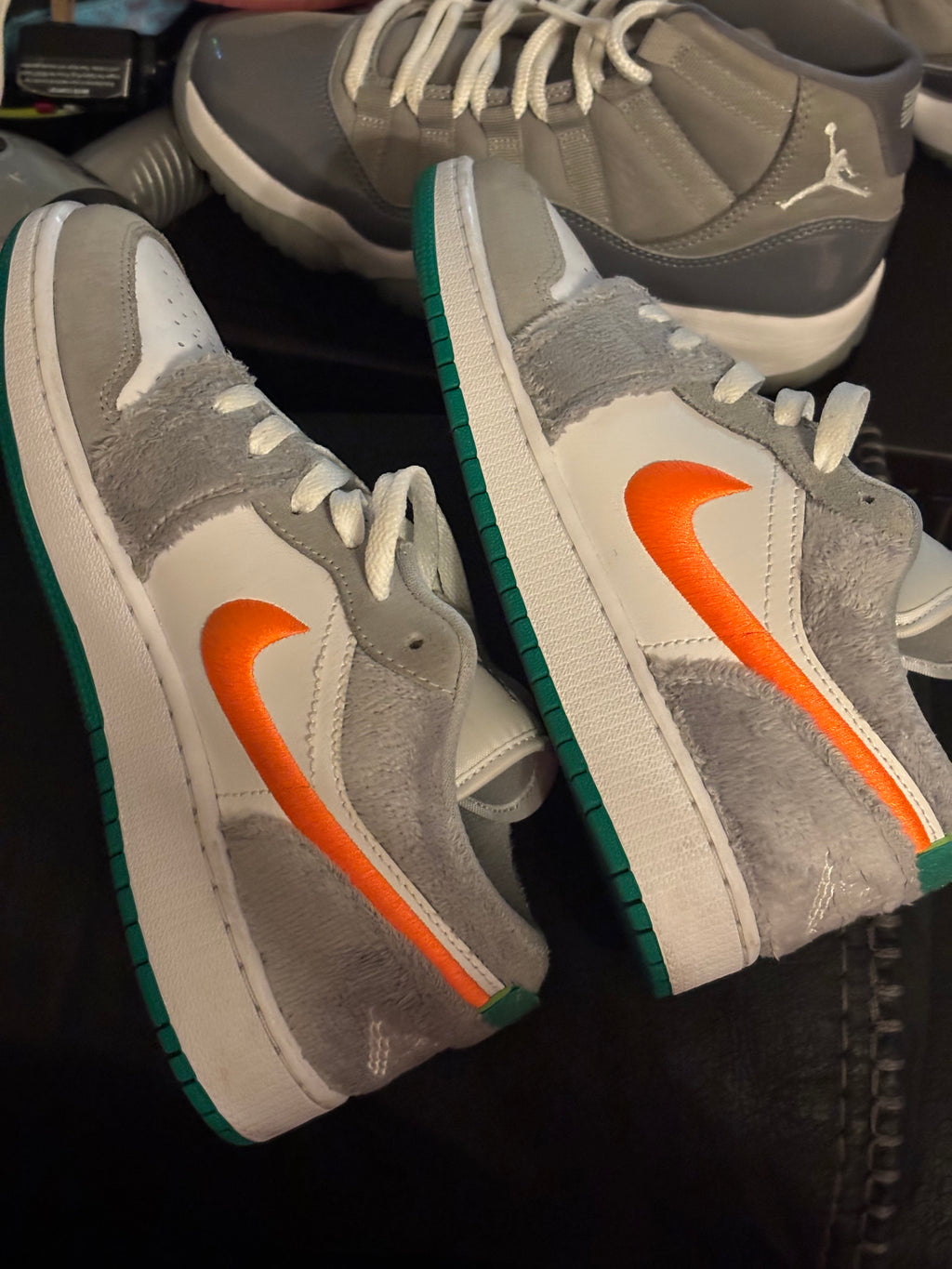 Nike Air Jordan 1 Low GS 'Rabbit' - White, Gray, Orange, Green