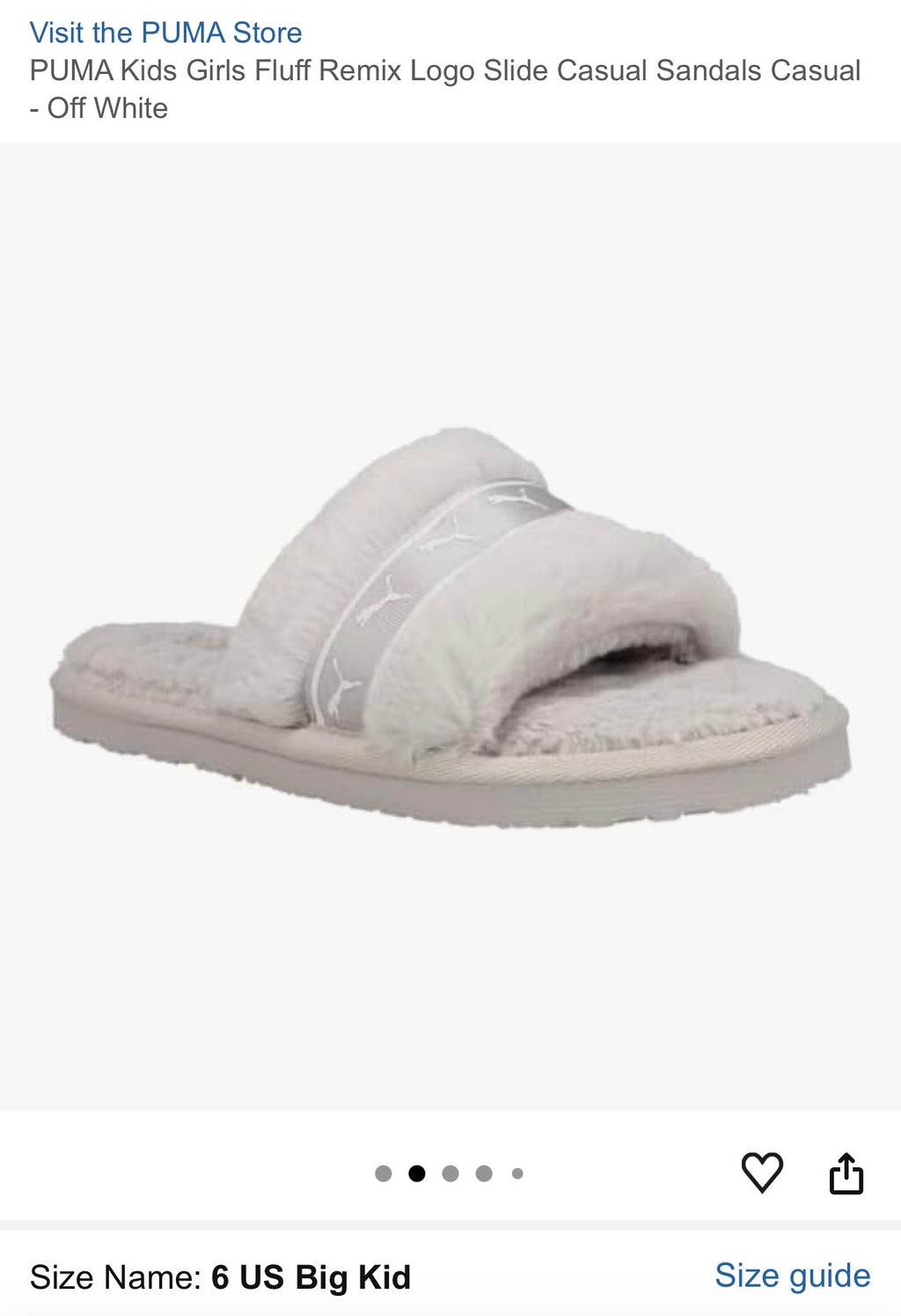 Puma Plush Furry Slide Sandals in Light Gray