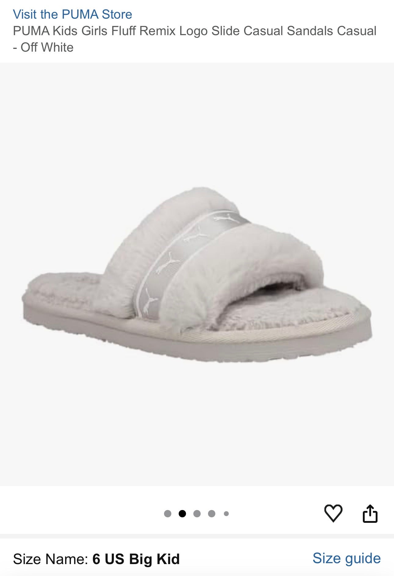 Puma Plush Furry Slide Sandals in Light Gray