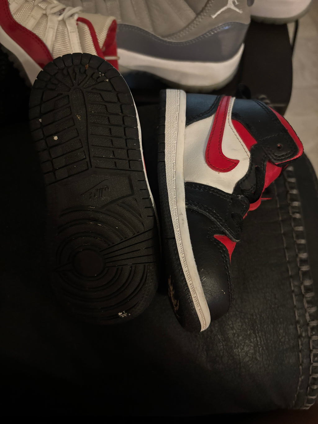 Nike Air Jordan 1 Mid TD Kids 'Black/Fire Red' Infant Sneaker