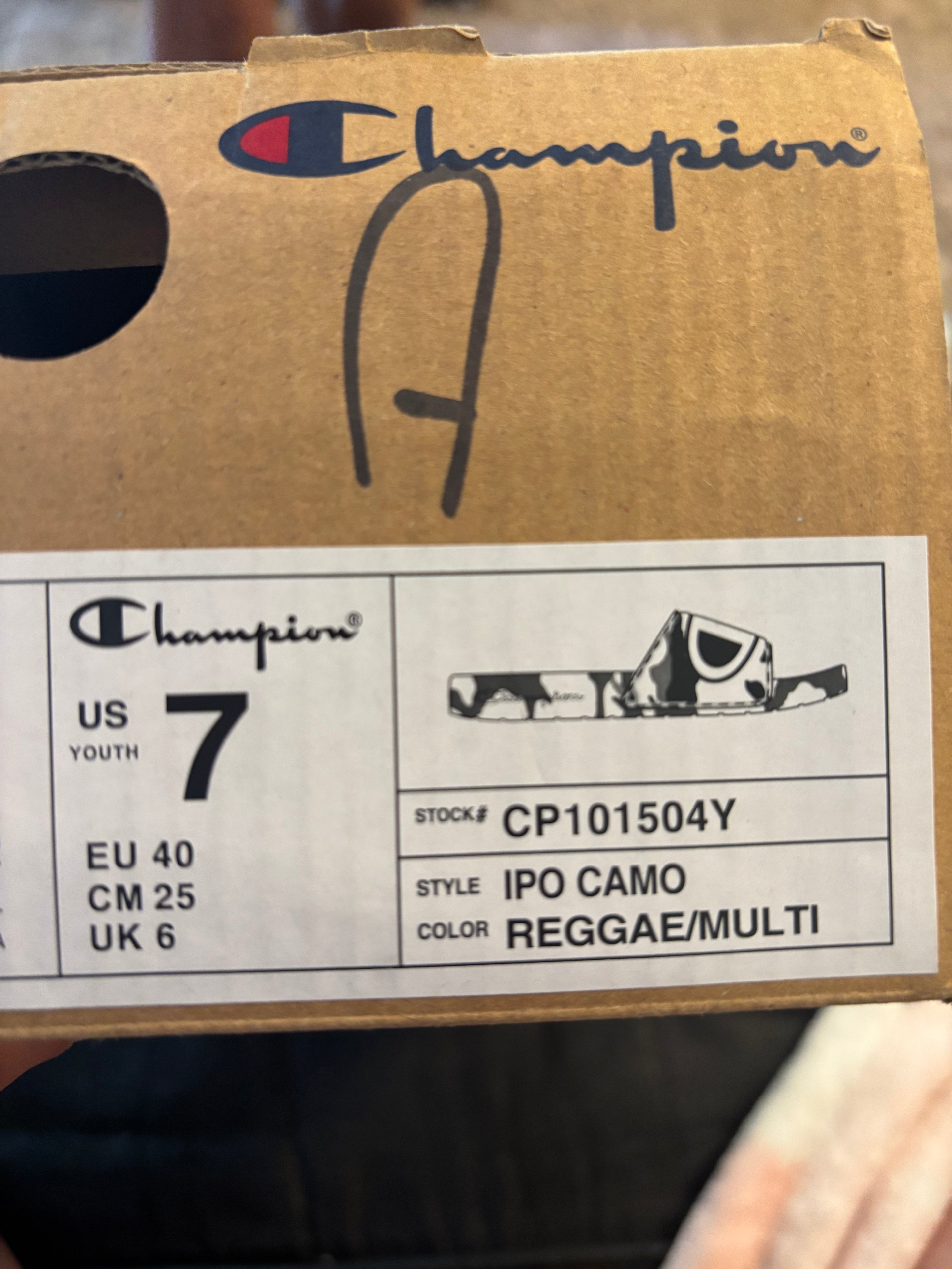 Champion Kids Camo Slide Sandals — Black, Green & Red