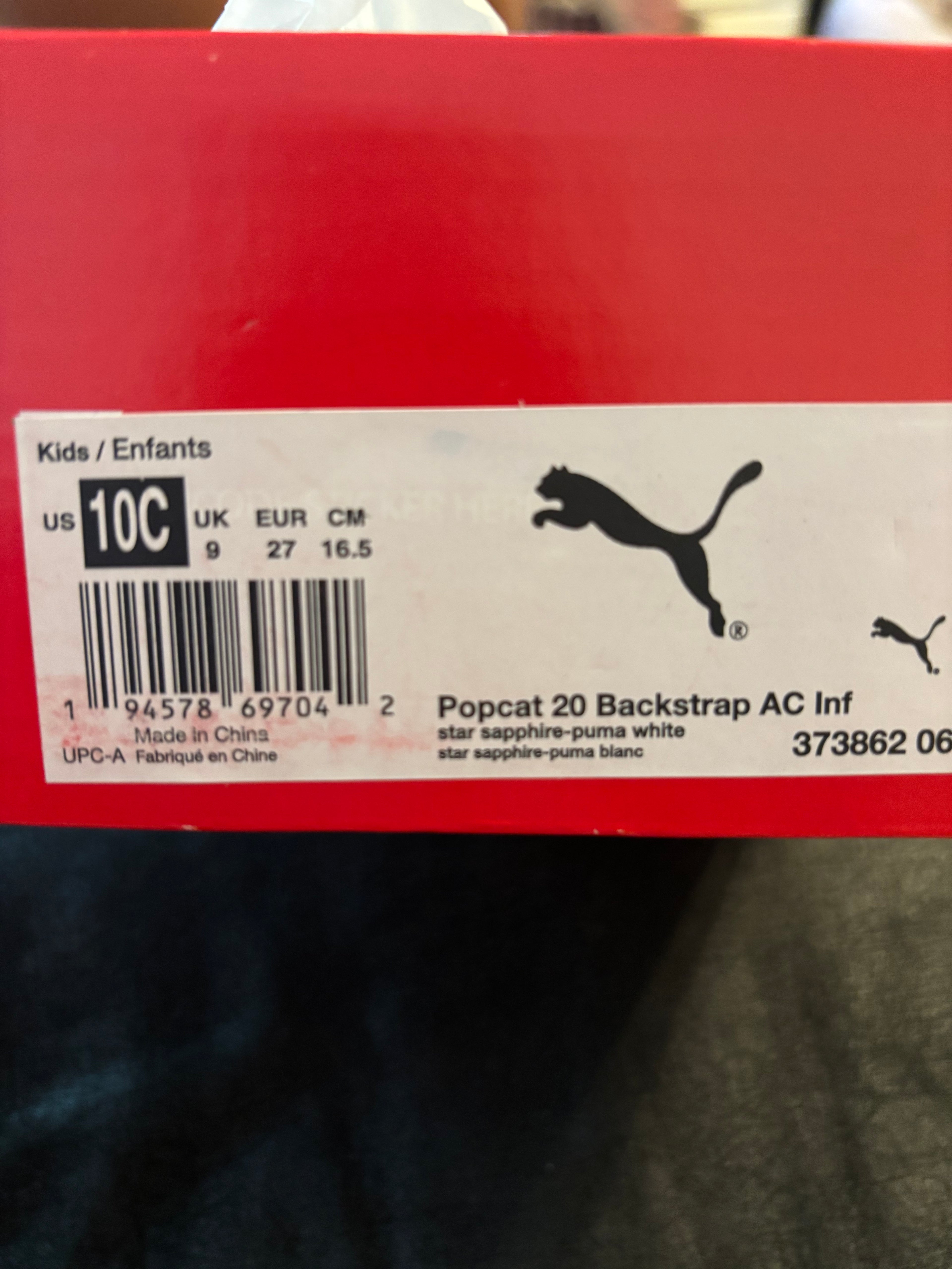 Puma Kids Blue Popcat Backstrap Slide Sandals