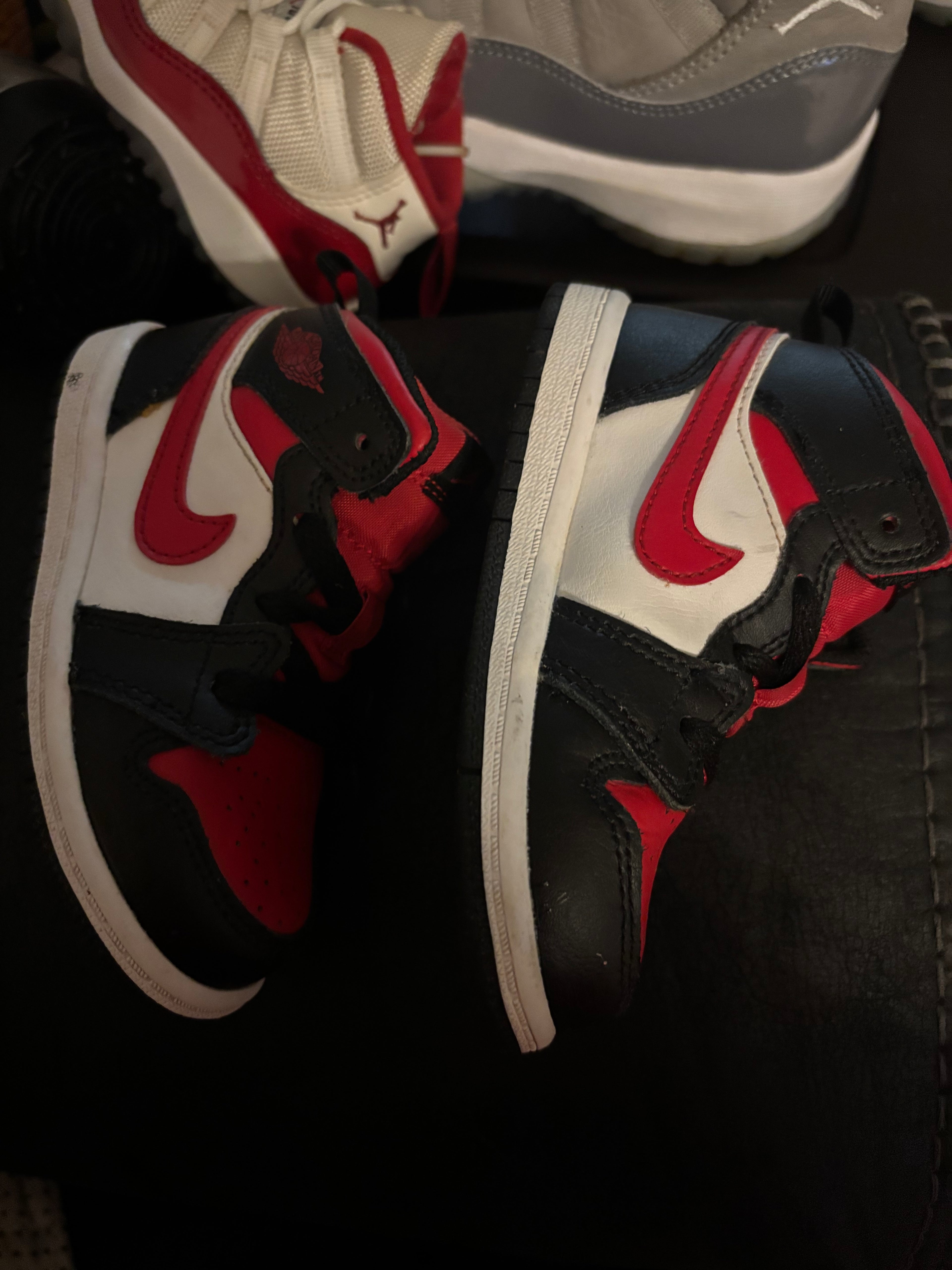 Nike Air Jordan 1 Mid TD Kids 'Black/Fire Red' Infant Sneaker