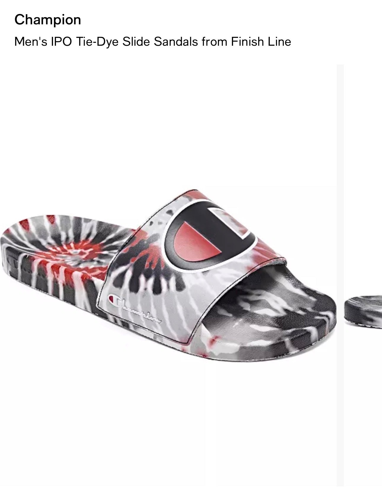 Champion Tie-Dye Slide Sandals in Black, White & Red