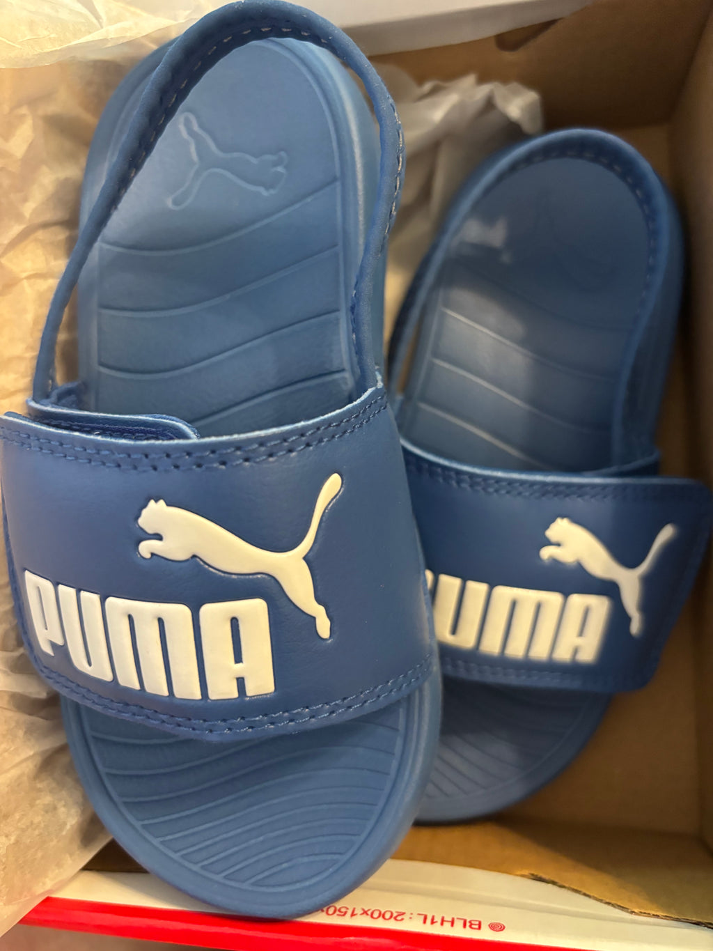 Puma Kids Blue Popcat Backstrap Slide Sandals