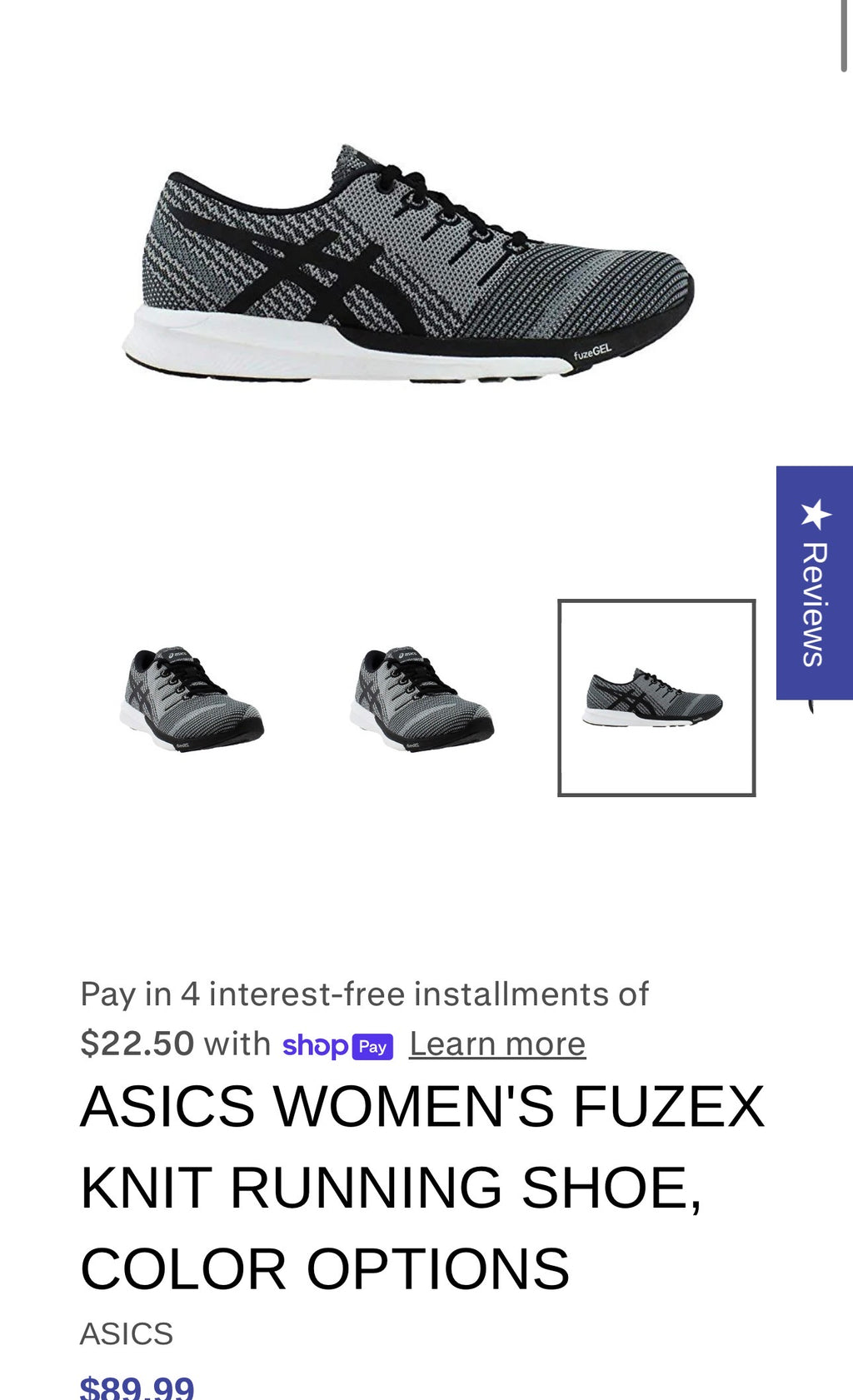 Asics Women's Knit Running Shoe - Black/Gray