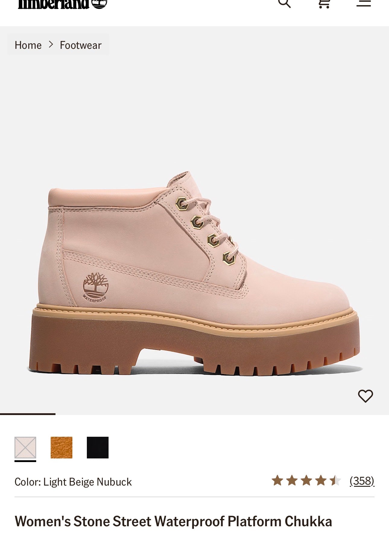 Timberland Women's Stone Street Waterproof Platform Chukka in light pink