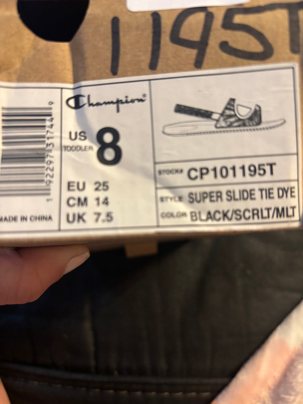 Champion Black and Red Toddler Slide Sandals with Back Strap