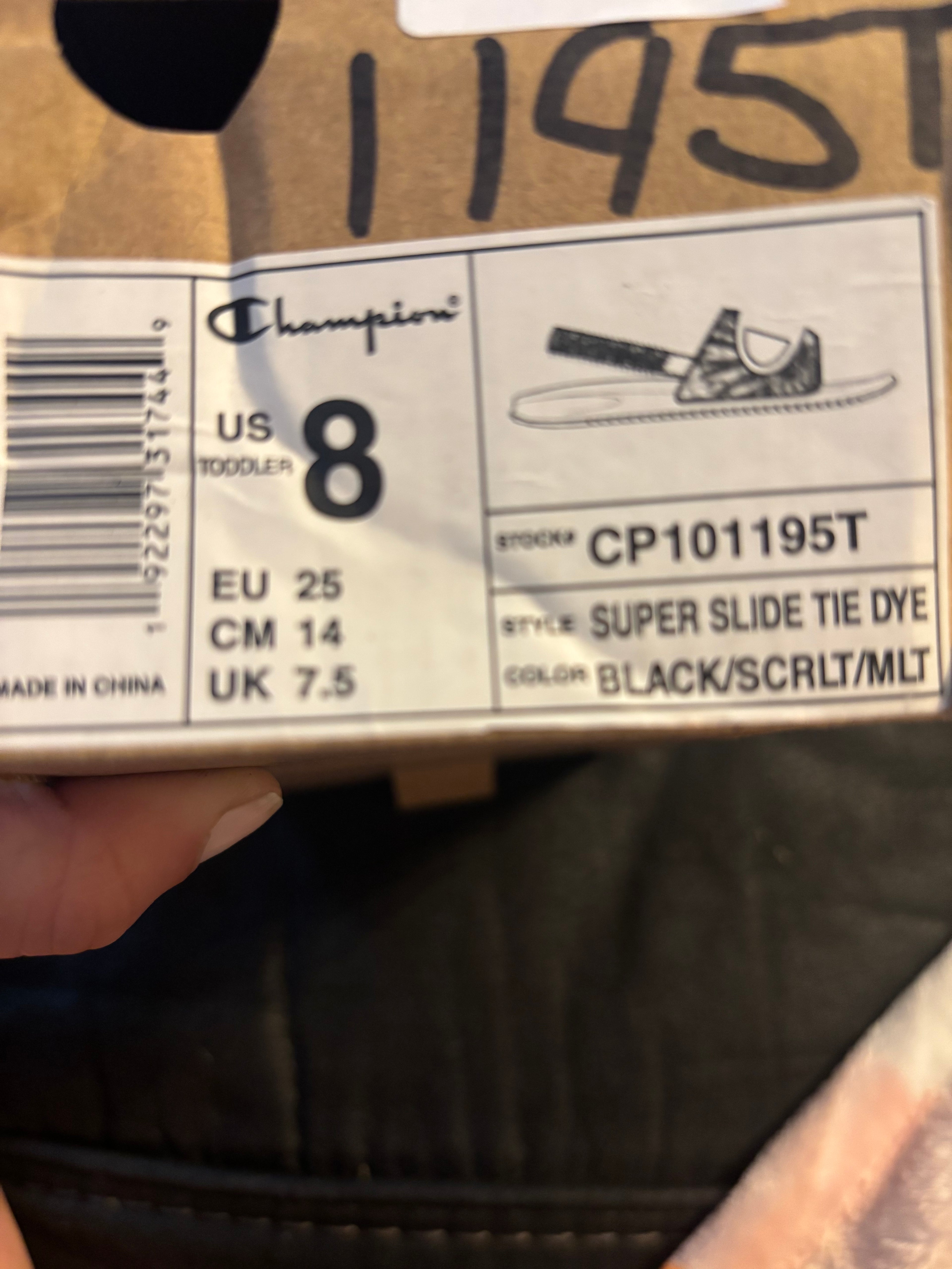 Champion Black and Red Toddler Slide Sandals with Back Strap