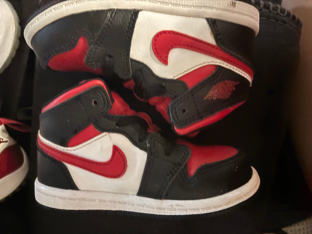 Nike Air Jordan 1 Mid TD Kids 'Black/Fire Red' Infant Sneaker
