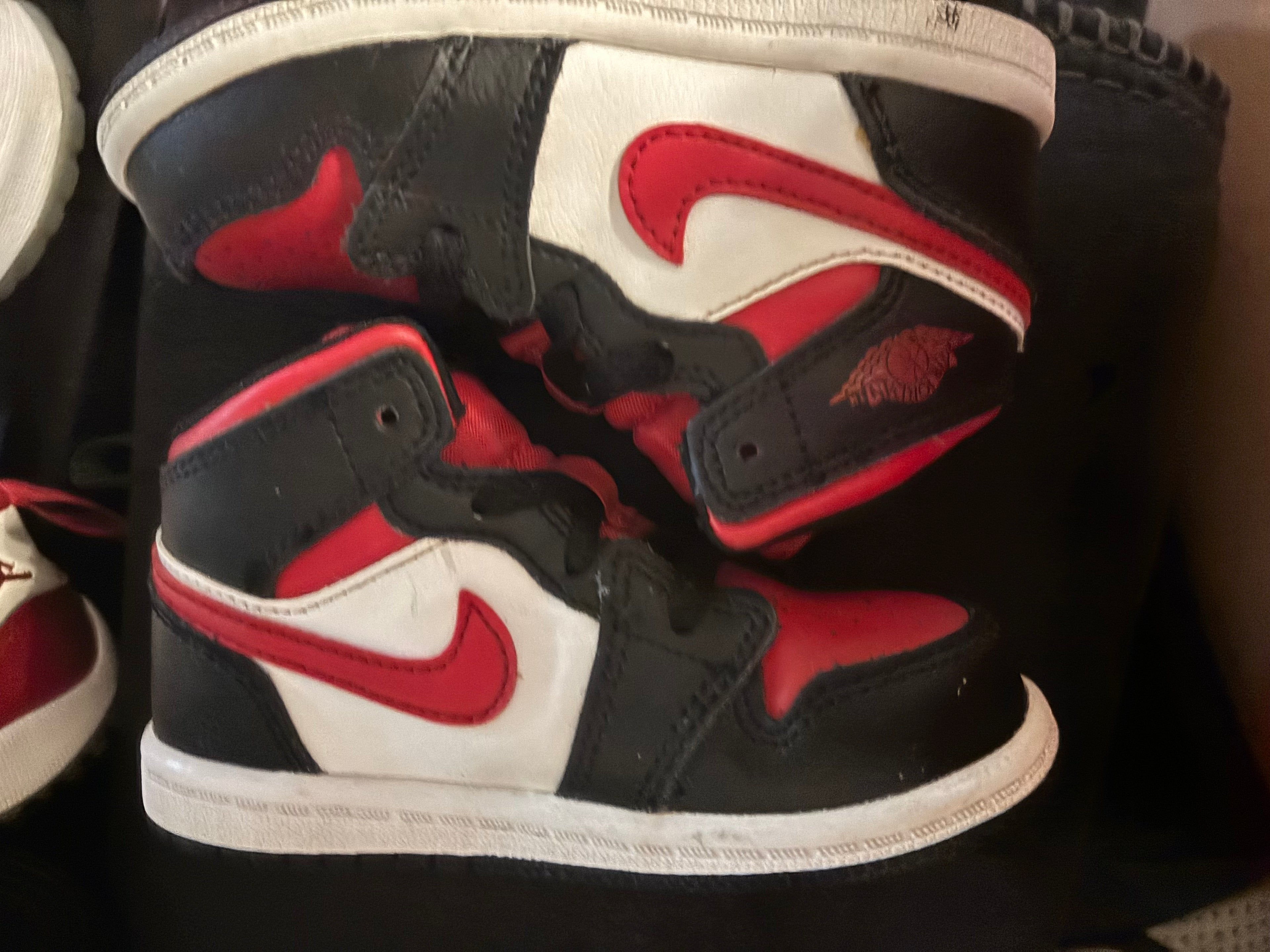 Nike Air Jordan 1 Mid TD Kids 'Black/Fire Red' Infant Sneaker