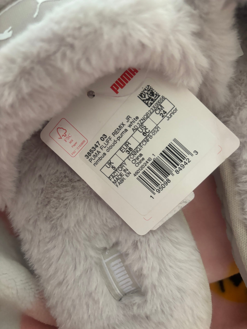 Puma Plush Furry Slide Sandals in Light Gray